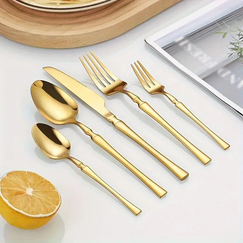 4/6/16/24pcs Stainless steel cutlery Small waist set Gold luxury cutlery Kitchen items include a knife, fork and spoon