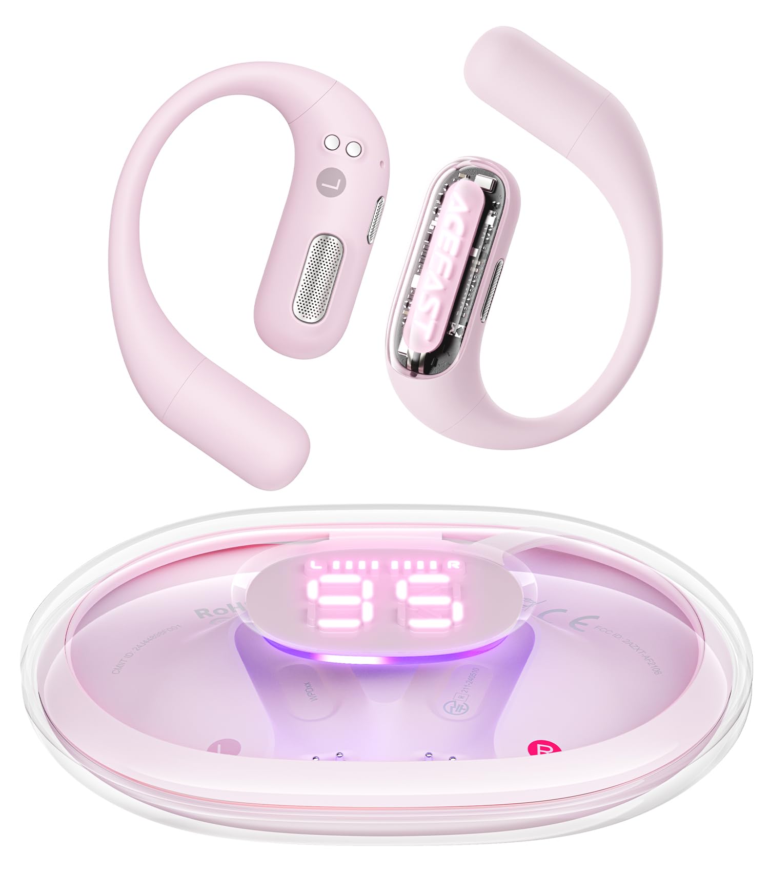 

Зал славы дизайнерских наград Наушники ACEFAST со светодиодной подсветкой-дыханием Bluetooth Настоящие беспроводные наушники-вкладыши для бега и быстрой шумоизоляции Заушный крючок Air розовый