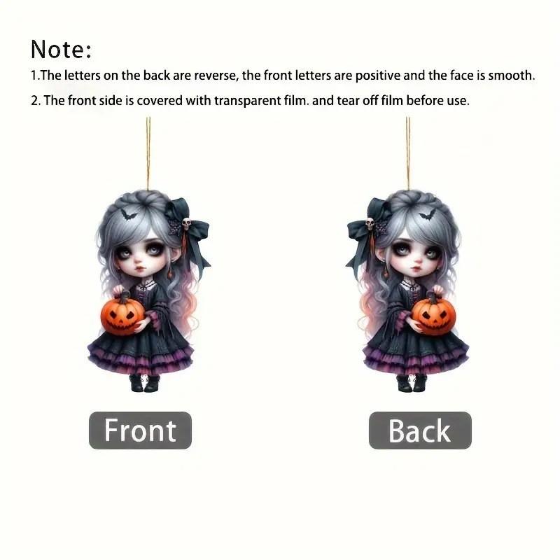 Holding Halloween Witch Pumpkin Patterned Acrylic Pendant For Holiday Decor