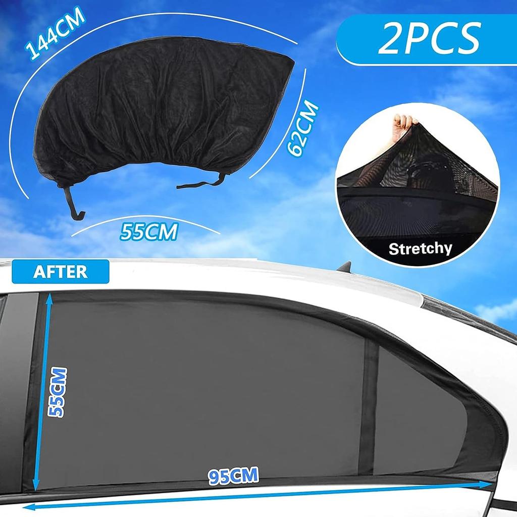 2 Stück Sonnenschutz Auto Seitenfenster-Bildschirm Universal Sonnenblende Netz für Seitenfenster Mesh-Material Baby Kinder Haustiere Verdunkelungsschutz Privatsphäre