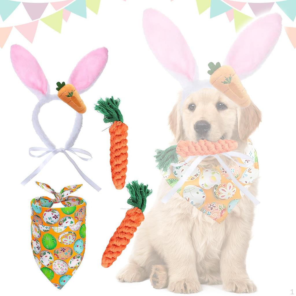 Bandana pour chien de Pâques, écharpe respirante à mâcher, motif carotte, pour petits et moyens chiens