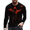 Edgy Skull Graphic Long Sleeve T-Shirt, Cool Streetwear Top for Men