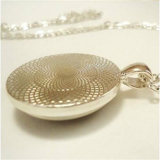 Vintage Steampunk Dragon Po Cabochon Glass Bronze Pendant Necklace