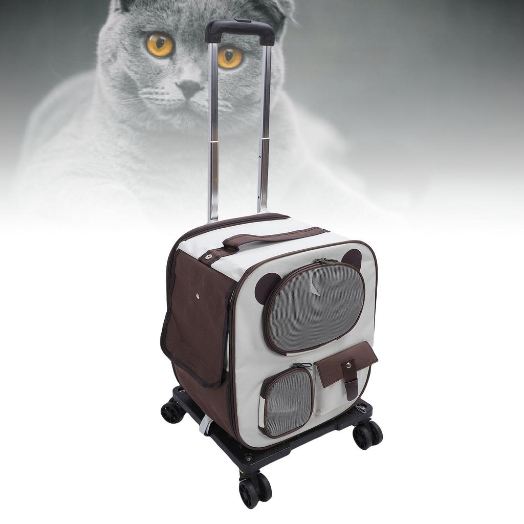Pet Carrier Backpack with Wheels 2 in 1 Breathable Window Large Capacity Portable Rolling Cat Dog Carrier Bag for Travel