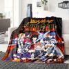 Fairy Tail Characters And Fiery Scene Flannel Blanket With Customizable Name Comfortable In All Seasons Suitable For Sofas Beds Travel Camping And