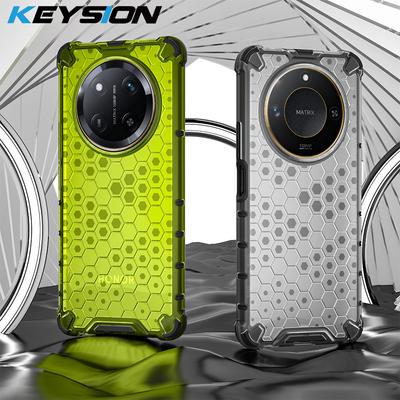 KEYSION Coque Armure Antichoc pour HONOR X9c 5G Silicone Souple+PC Transparent Nid d'Abeille Coque Arrière de Téléphone pour Huawei Honor X9c 5G
