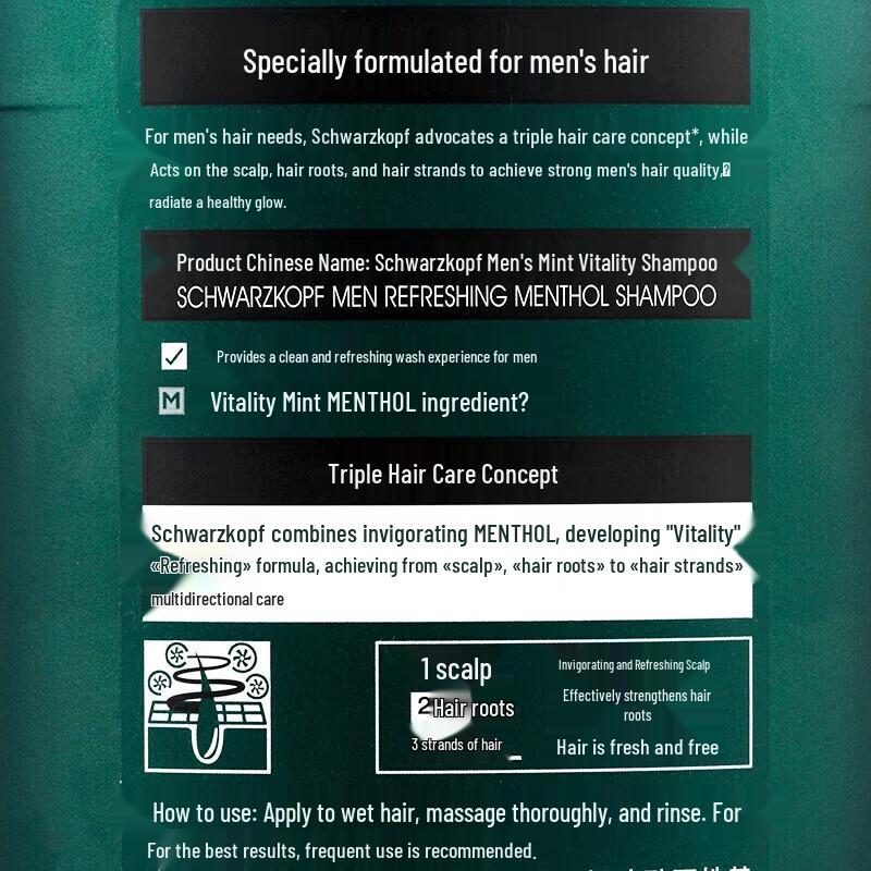 Schwarzkopf Men's Mint Vitality Shampoo