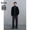 GXG Men's Black Collarless Short Wool Coat