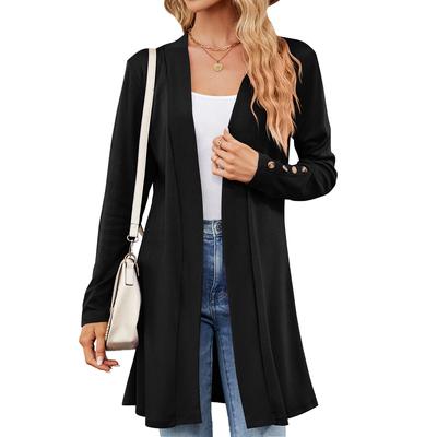 Autumn and Winter Women's Cardigan Solid Color Lapel Button Long Sleeve Cardigan Loose Knit Jacket