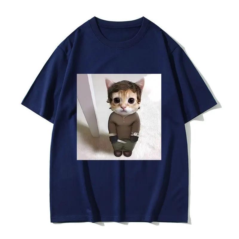 Funny Cat Cosplay Dexter Morgan Meme T-shirt Men Women Casual Vintage Cotton T Shirt Male Fashion Oversized T-shirts
