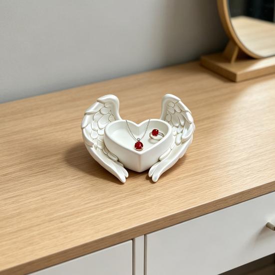 Engelenvleugel Sieradenbakje 3D Geprint Hart Ringhouder Schaal Kleine Decoratie Organizer Kom voor Ringen Oorbellen Kettingen