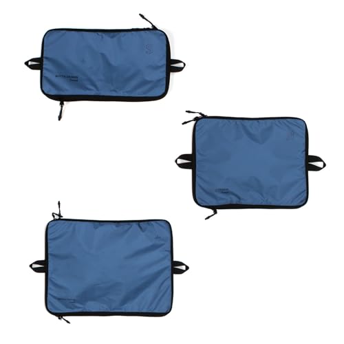 

TABITORA Travel Pouch, Compression Bags for Travel, Clothing Storage Pouch, Zippered, Convenient for Business Trips, Compact Blue, Set of 3