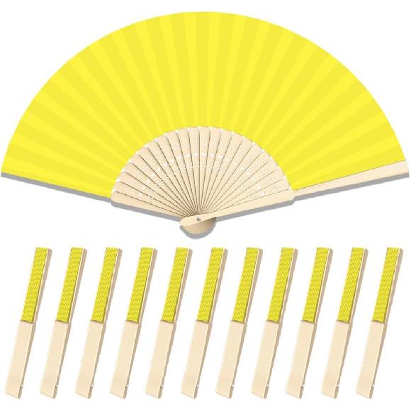 12 Pcs Paper Folding Hand Fan, 8.26 Inch Portable Small Handheld Wedding Fan Bulk for Wedding Guests, Party Favors, Bridal Baby Shower Decorations,