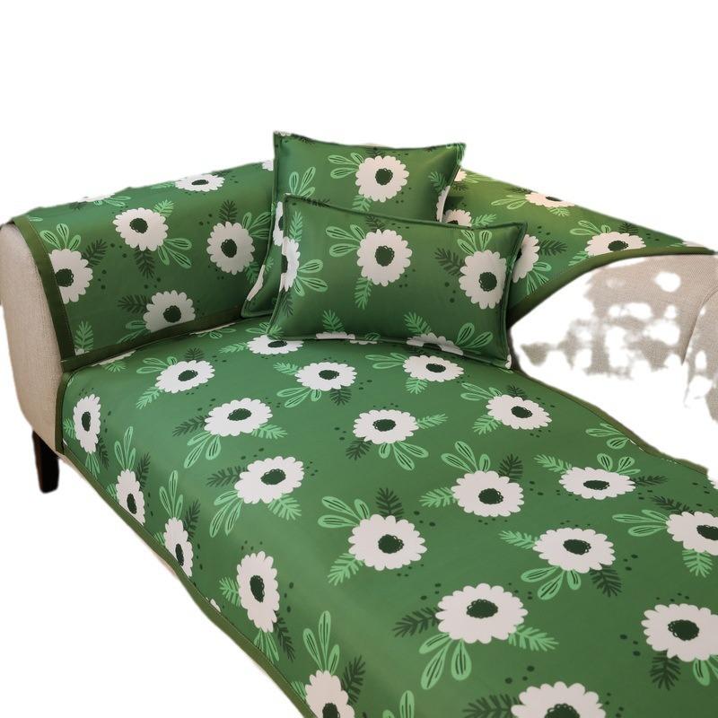 Summer Ice Silk Sofa Cushion Light Luxury Summer Mat Cushion Living Room Simple Sofa Cover Non-Slip