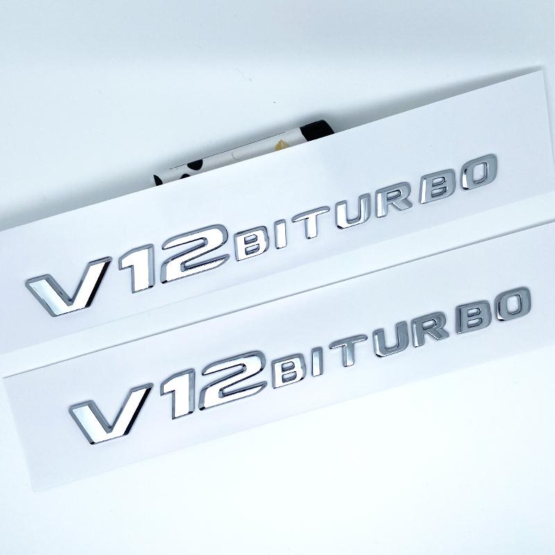 2017 Flat Letters G63 G65 V8 Biturbo V12 Biturbo Emblem for Mercedes Benz W463 Car Side Fender Trunk Nameplate Logo Sticker