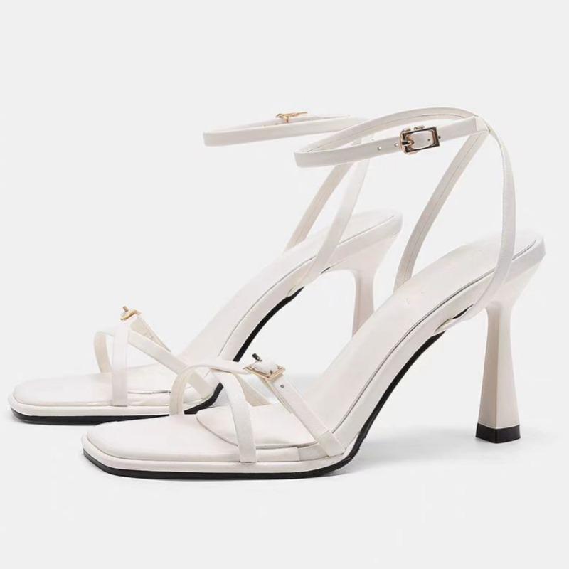 

Модные босоножки-стилетто Летние Новые Квадратный носок Мягкая подошва Металлическая пряжка Задний ремешок Нескользящие Износостойкие Высокие каблуки 40