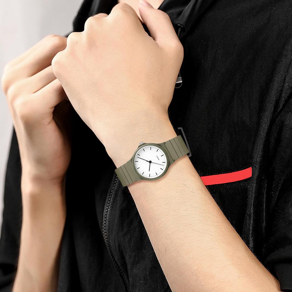 Watch Silicone Analog Display Cute Waterproof Simple Stylish Rubber Watch Quartz Clock Commute School Girls Boys Men Women Fashion Accessory -