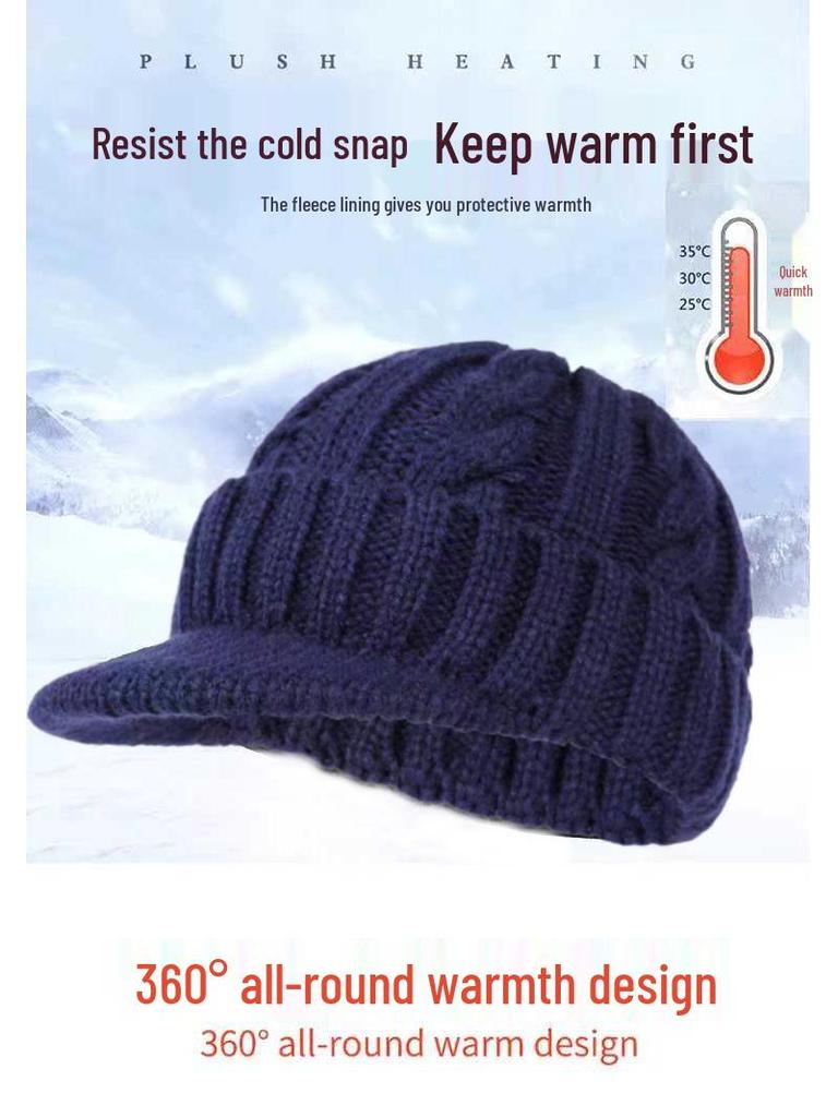 Herren Winter Warme Gestrickte Schiebermütze mit Ohrenschutz