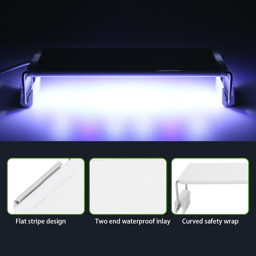 Aquarium Lamp Bracket Water Plants Thin High Brightness Fish LED Light (Blue and white XY-20K)