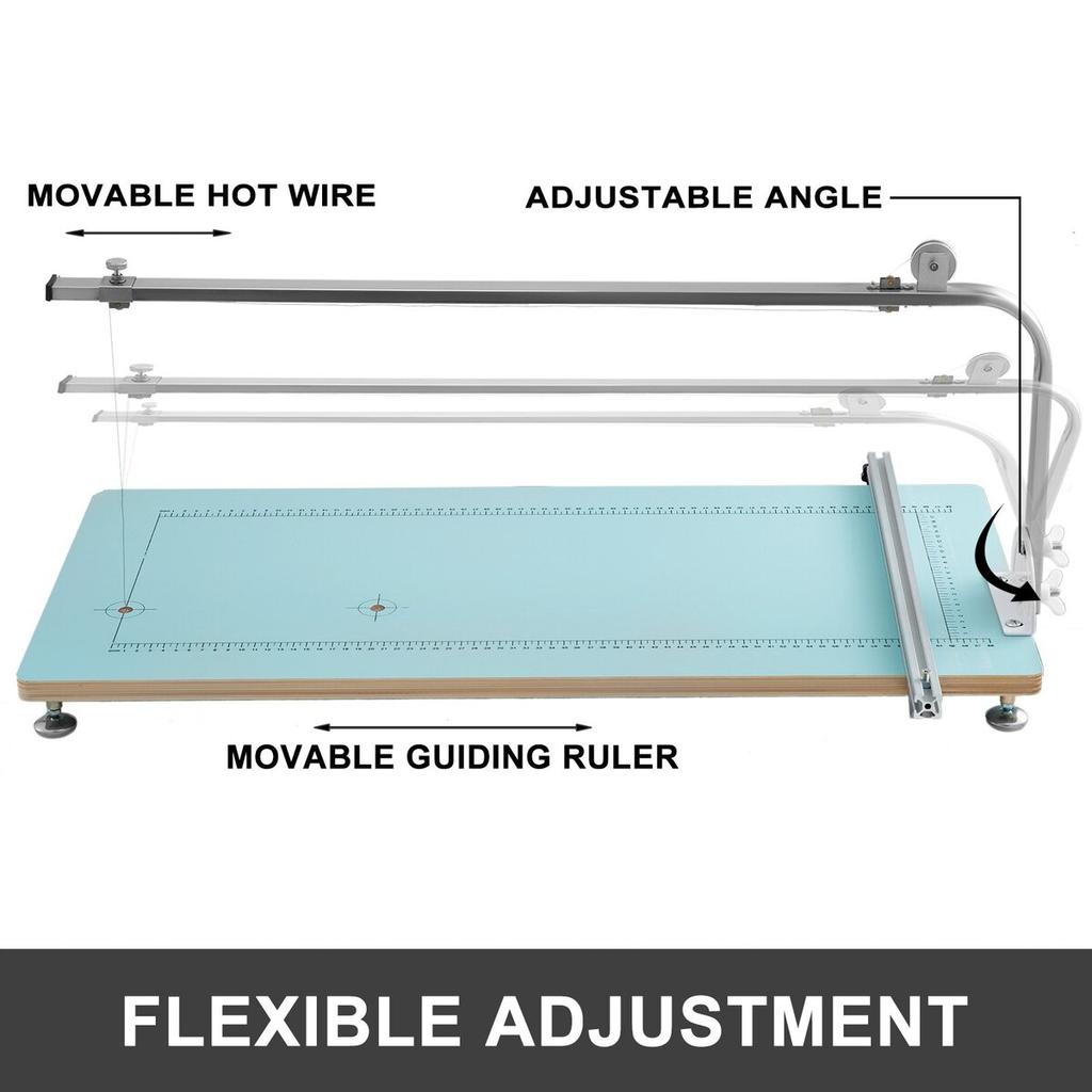 Foam Cutting Machine Hot Wire Foam Cutter Scaled Workbench Styrofoam Cutter Adjustable Angle for Foam Sponge KT Board Foam Carving Modeling…