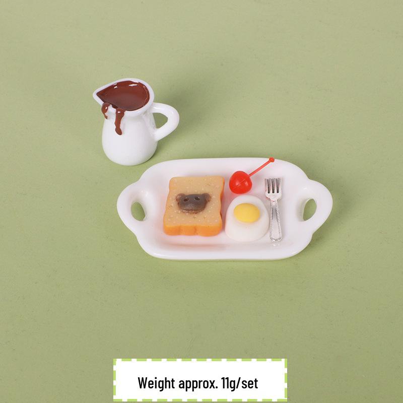 Dollhouse Miniature Bread Coffee Pot Model for DIY Afternoon Tea Scene