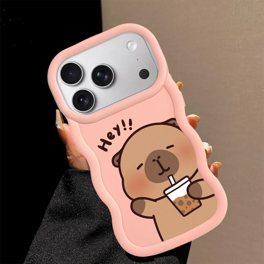 Case for iPhone XR 14 16 Pro Max 12 17 Air 13 11 15 Plus 8 Soft Phone Cover Cute Cartoon Capybara