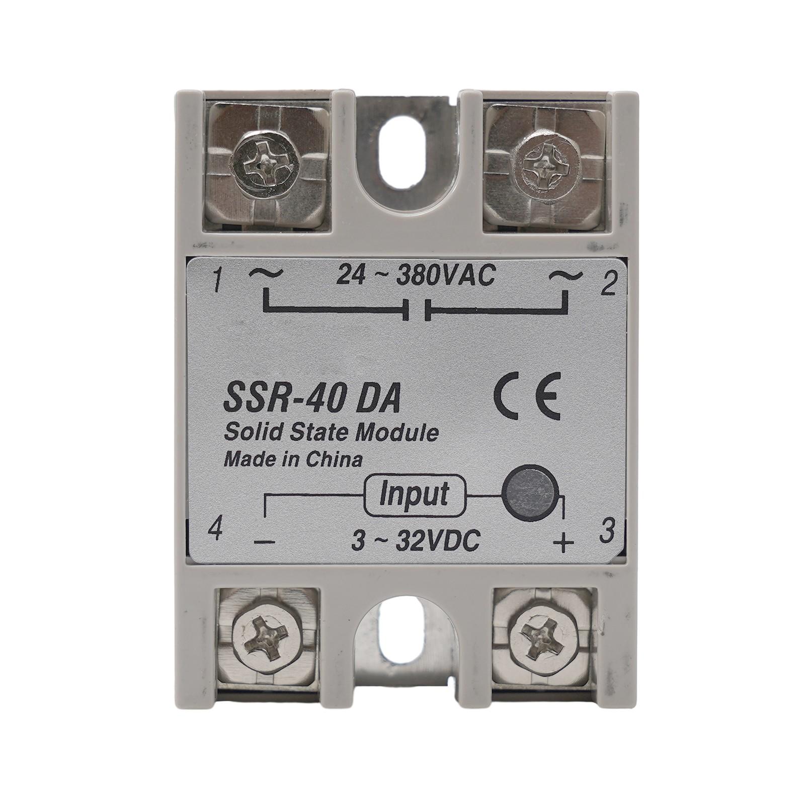 

Твердотільне реле 3-32 В постійного струму до 24-380 В змінного струму 40 А, додатковий комплект SSR-40DA