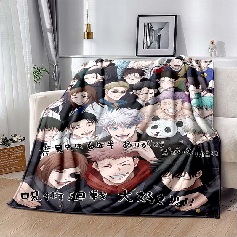 J-Jujutsu Kaisen Cartone Animato Anime Plaid Coperta Bambini Super Morbida per Divano Viaggio Divano Picnic Coperta in Flanella Regalo di Compleanno