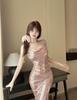 Elegant Women's Glitter Mermaid Evening Gown - Slim Fit Hip-Hugging Design
