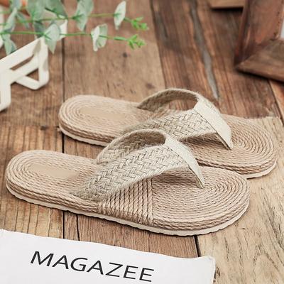 2024 New Summer Imitation Straw Women's Sandals Flip-flops Fashion Beach Flat-heeled Comfortable Outdoor Beach Women's Slippers