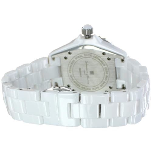 Salvatore Marra Men's and Women's Black and White Ceramic Bracelet Watch No. 3 with White and Blue Arabic Numerals