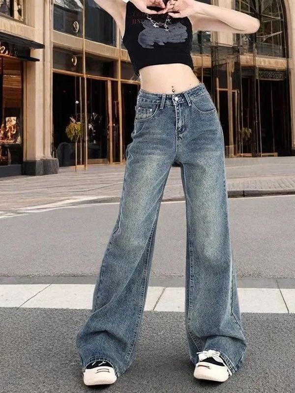 2026 Retro High-Waist Slimming Wide-Leg Jeans: Spring & Autumn Style for Long Legs