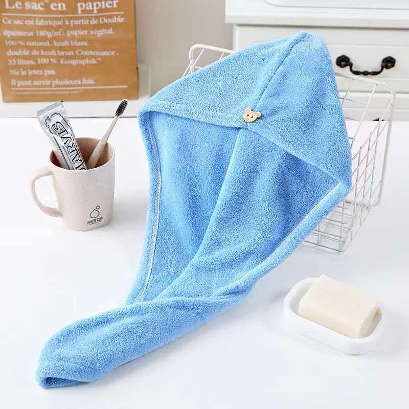 1 Coral Velvet Dry Hair Cap Female Absorbent Thickened Baotou Towel Baotou Towel Coral Velvet Bath Cap Dry Hair Towel Bath Cap синий