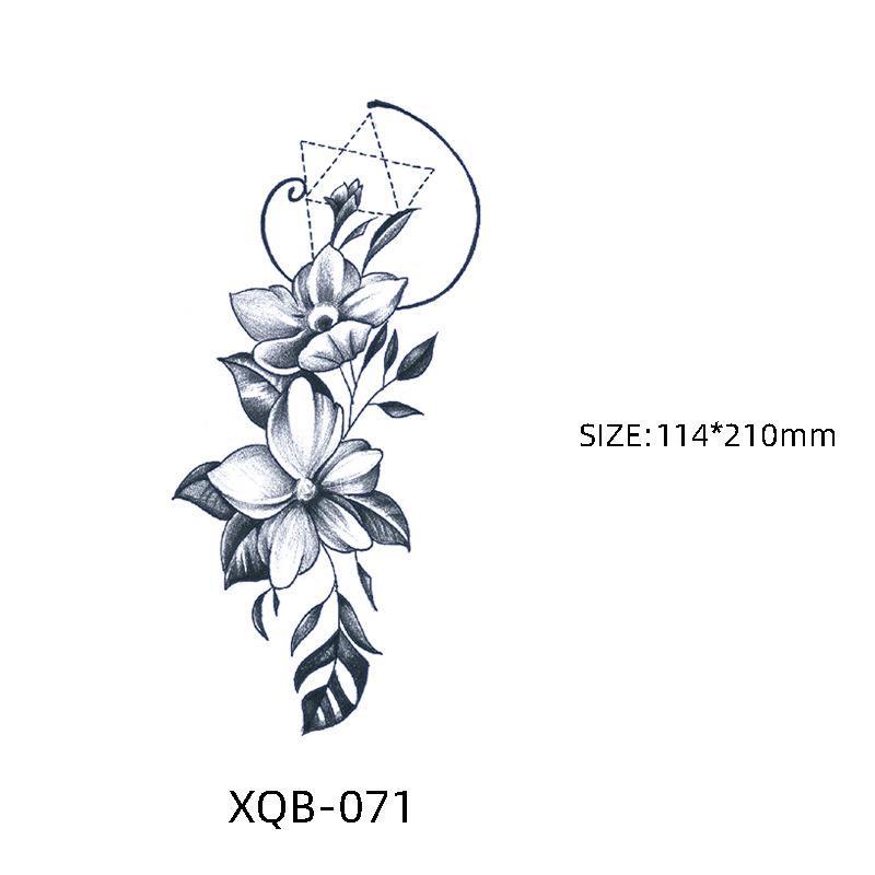 Waterproof Black & White Sketch Flower Half Sleeve Tattoo Stickers