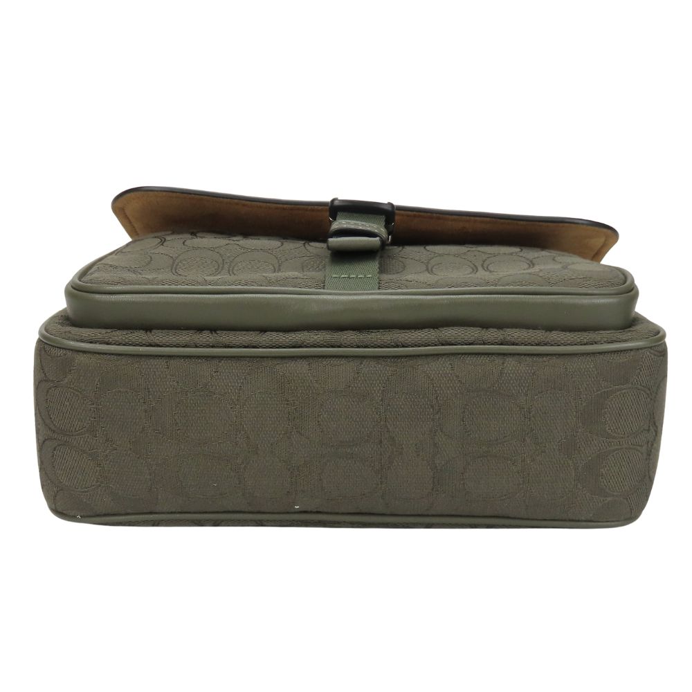 Gebrauchte COACH Umhängetasche Pace Messenger CT818 Signature Leder/Canvas khaki khaki Alltagsgebrauch