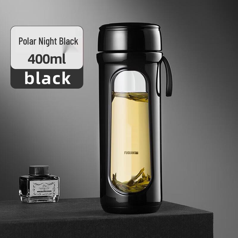 FUGUANG FG0279 Double-Layer Anti-Drop Glass Water Bottle 400ml