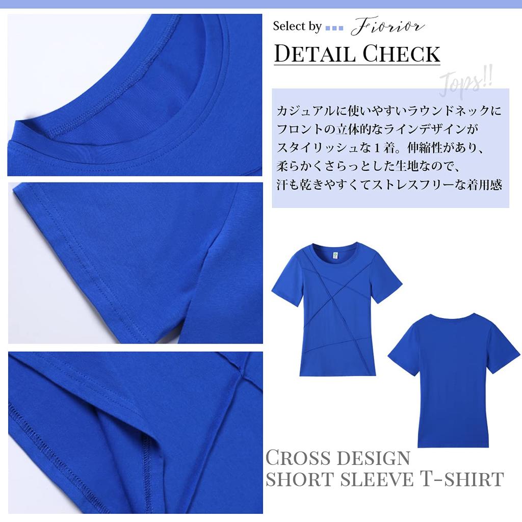 to Short Cut and Crew Line Round x M [Fiorior] [Comfortable wear] Women's T-shirt, Sleeve, Sewn, Neck, Plain, Design, Clean, Cotton, U-neck, Neck,
