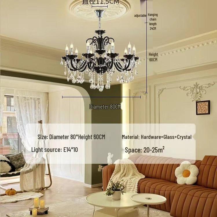 French Crystal Candle Chandelier for Living Room or Bedroom
