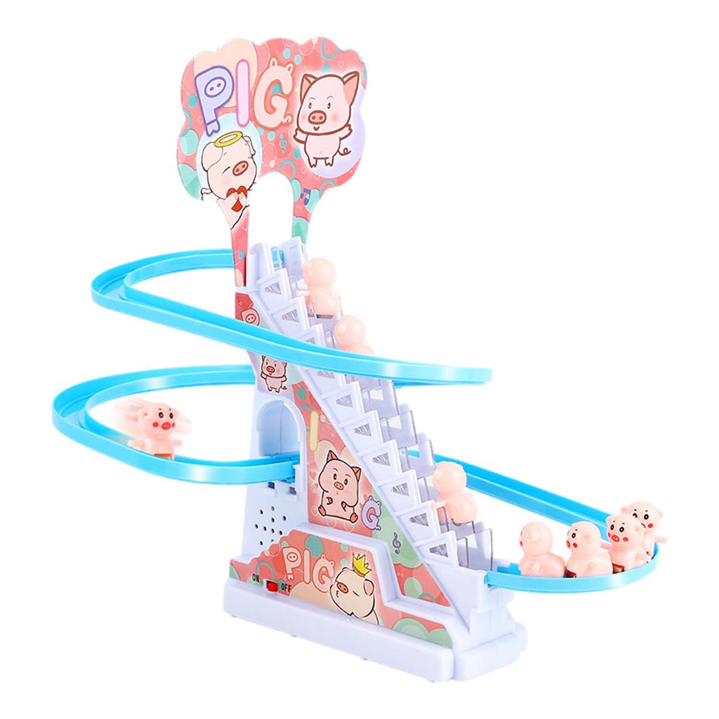 Children's Electric Cute Cartoon Duckling Climbing Stairs Toy Rail Car Electric Slide Roller Coaster Set Perfect Gift For