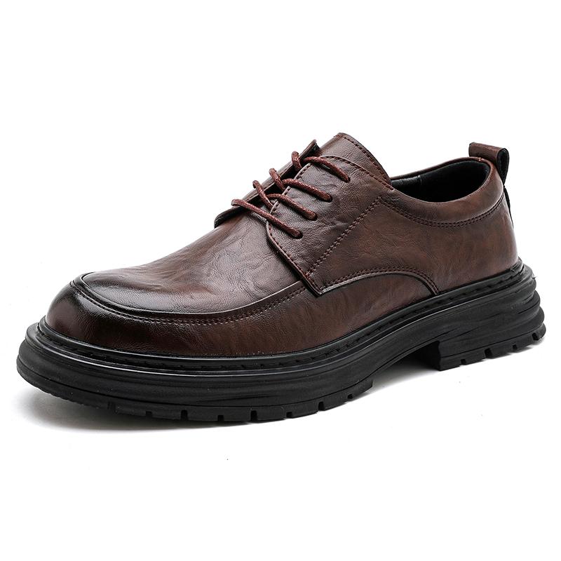 High- Quality Men's Retro Business Shoe New Style Thick-Soled Lace -Up Casual Shoe Comfortable Soft-Soled Anti-Slip Office Shoes