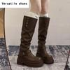 Thick Heel Women Knee High Boots Fashion Slip On Shoes Autumn Winter Laides Concise Knight Long Botas De Mujer
