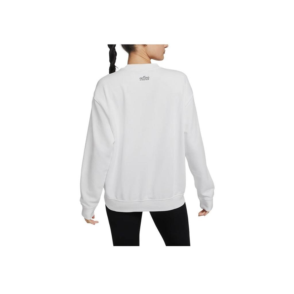 Nike Geometric Logo Print Crew Neck Long Sleeve Sweatshirt Women Sweatshirt White DQ5543-100