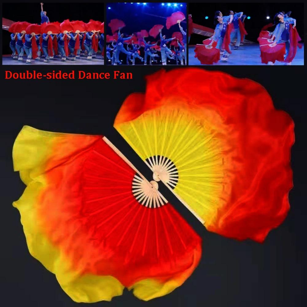 Colorful Kids Children Bamboo Fans Hand Dye Adults Fan  Veil Pairs Yangko Dance Tools