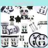 Whimsical Panda Party Supplies Tableware Decor Perfect For Children's Day Gatherings