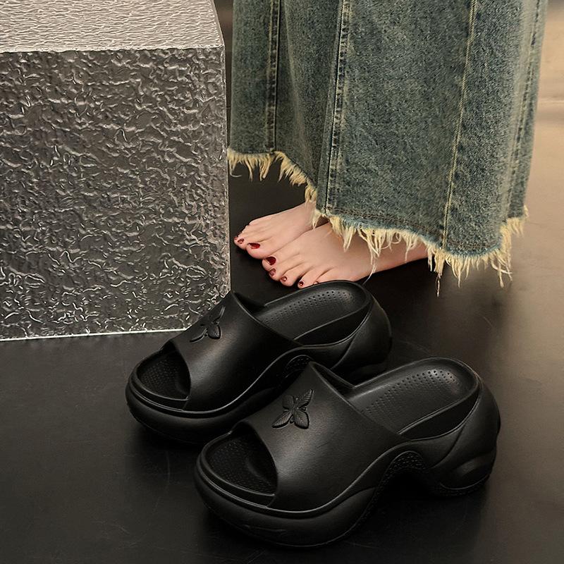 

Платформа с увеличением высоты, женские летние новые сандалии на танкетке, универсальные, носить маленькую пляжную обувь 37 чёрный