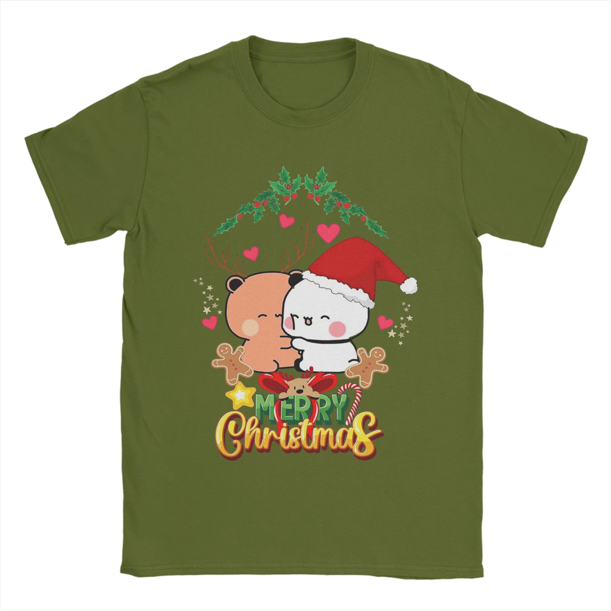 

Men T-Shirt Merry Christmas Bubu Dudu Panda And Brownie Bear True Love Couple 2026 T-Shirts Harajuku Summer Tees Clothing Gift 4XL