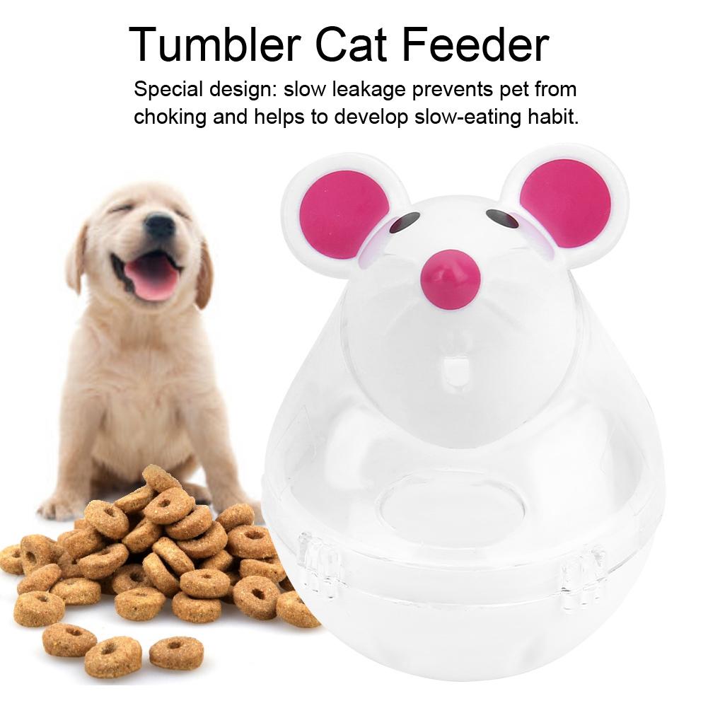 Pet Cat Dog Leakage Feeder Slow Food Dispenser Mice Design Toy(Pink)