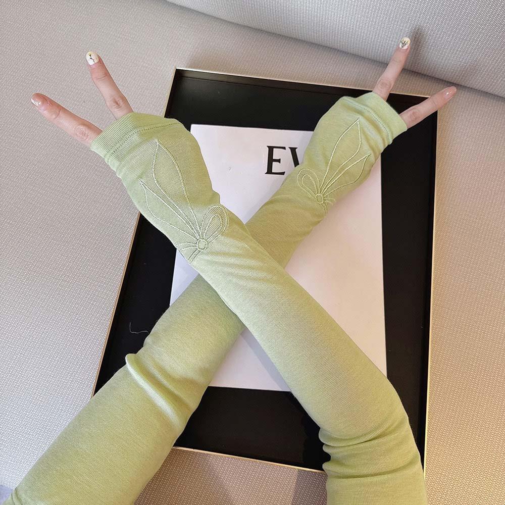 

Вышитые Дышащие Длинные Рукава Сладкие Рукава Солнцезащитные Чехлы Бант Ледяные Рукава Вождение зелёный