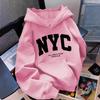 Women's Retro Letter Print Hooded Sweatshirt Jacket - Casual, Loose-Fit, Long-Sleeve Top for Autumn/Winter