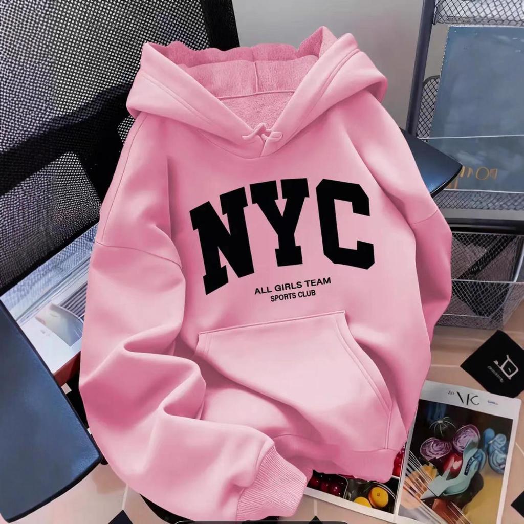 Women's Retro Letter Print Hooded Sweatshirt Jacket - Casual, Loose-Fit, Long-Sleeve Top for Autumn/Winter